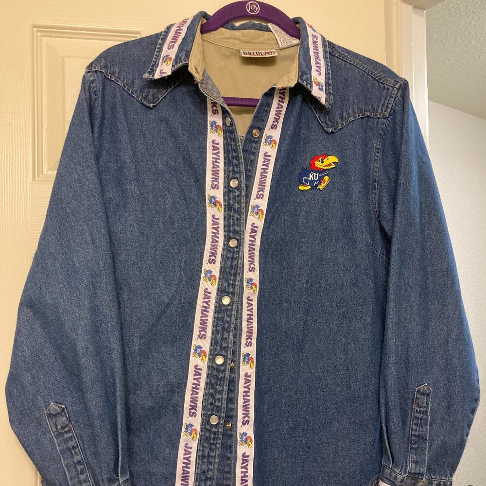 Vintage 1970's University of Kansas (KU) Bill Blass Jean Shirt (PL)